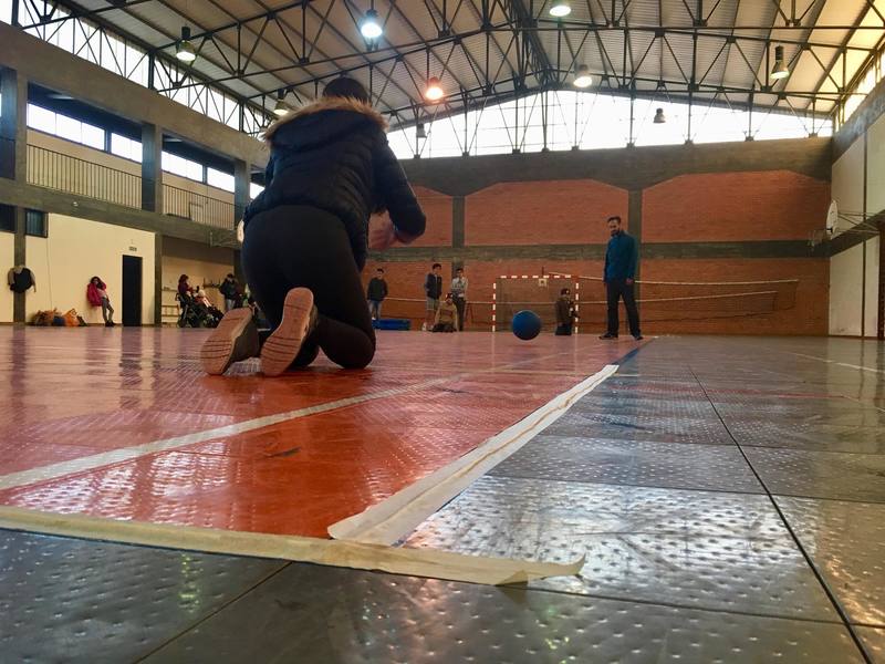 Experimentação de Goalball em escola de Ponte da Barca