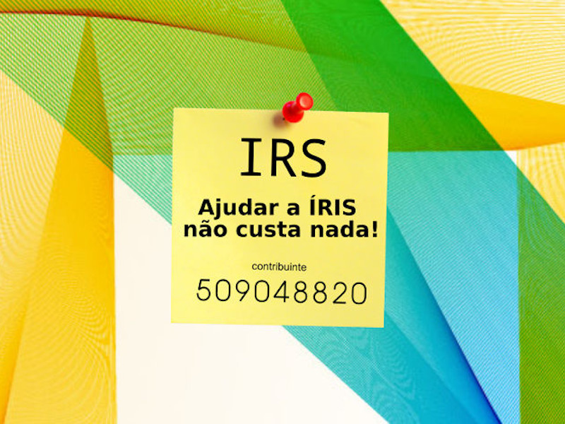 Consignação de IRS à Íris Inclusiva, com indicação do número de contribuinte da associação 509048820