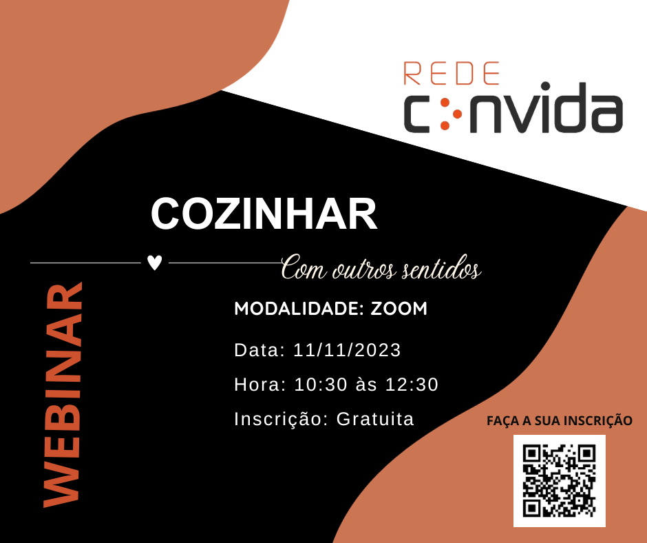 Cartaz com todas as informações do Webinar «Cozinhar com outros sentidos»