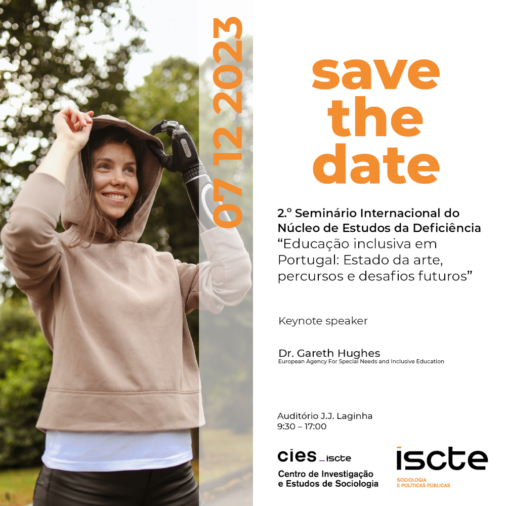 Imagem Save the Date relativa ao 2.º Seminário Internacional do Núcleo de Estudos da Deficiência