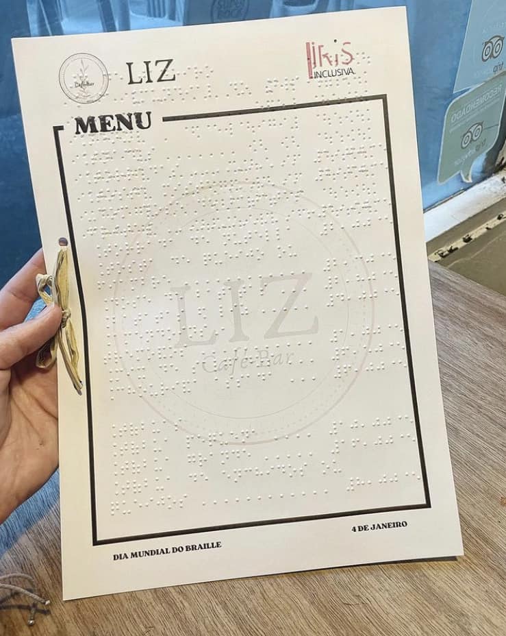 Menu em braille